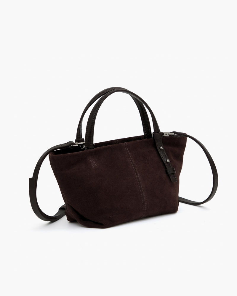 Bolsa Ana Pequena Camurça Chocolate